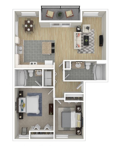 Two Bedroom Two bathroom floorplan